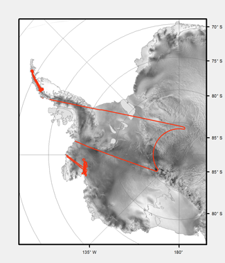Map of Antarctic Showing LVIS Coverage