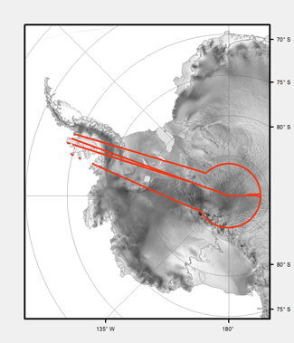 Map of Antarctica Showing LVIS Coverage