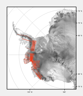Map of Antarctica Showing LVIS Coverage