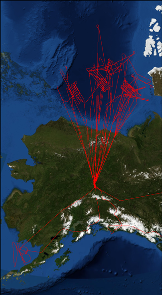 Map of Arctic Showing LVIS Coverage