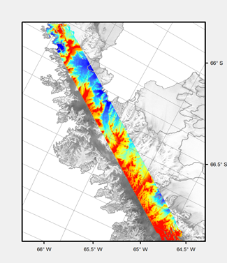 Map of Crane Glacier Showing LVIS Coverage