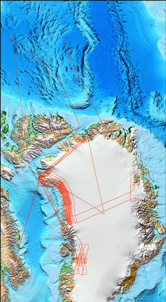 Map of Greenland Showing LVIS Coverage