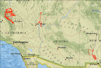 Map of SW USA Showing LVIS Coverage