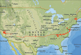 Map of USA Showing LVIS Coverage
