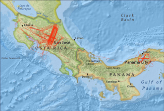 Map of Central America Showing LVIS Coverage