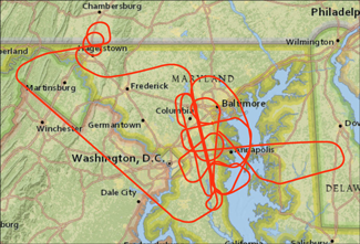 Map of DC Area Showing LVIS Coverage